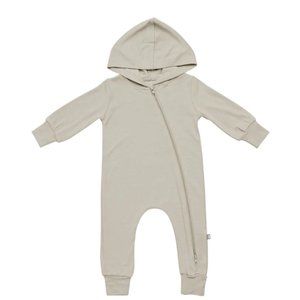 Kyte Bamboo Jersey Hooded Zippered Romper in Khaki